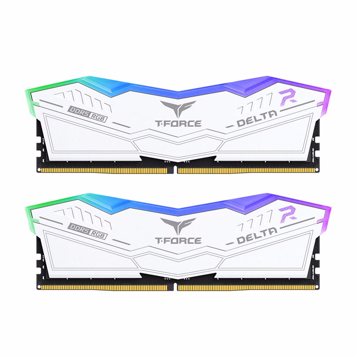 رم کامپیوتر DDR5 تیم گروپ مدل T-Force Delta RGB دو کاناله 5600 مگاهرتز CL38 ظرفیت 32 گیگابایت رنگ سفید پلازا دیجیتال
