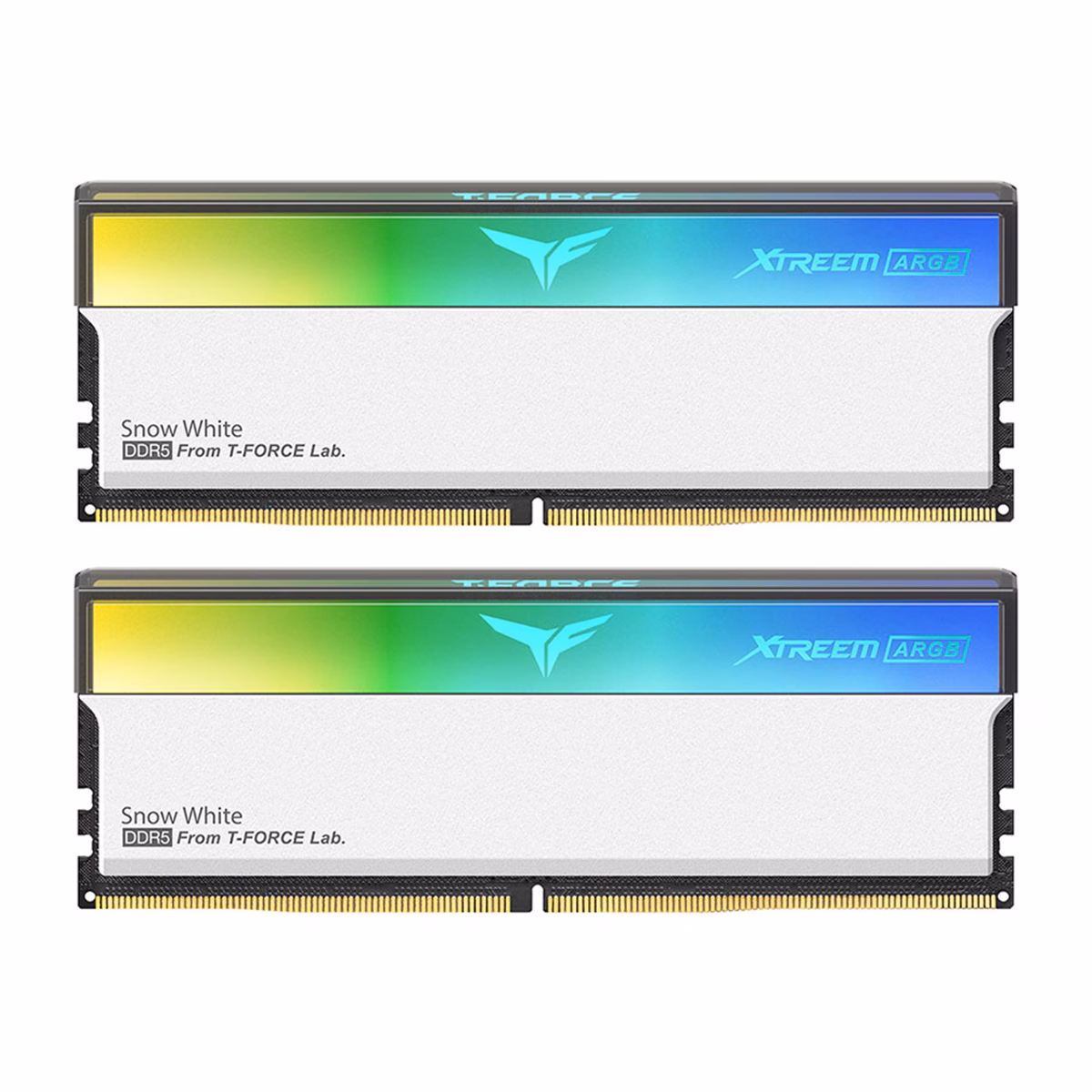 رم کامپیوتر DDR5 تیم گروپ مدل T-Force XTREEM ARGB دو کاناله 6000 مگاهرتز CL38 ظرفیت 32 گیگابایت رنگ سفید پلازا دیجیتال