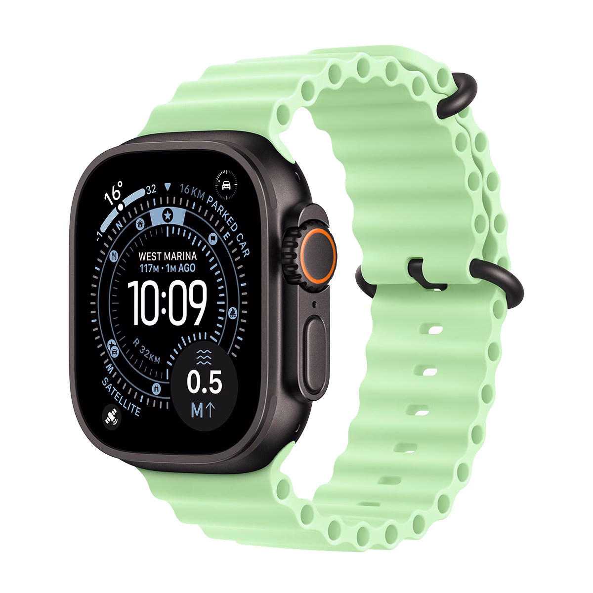 ساعت هوشمند اپل مدل Ultra 3 Ocean Band 49mm بدنه مشکی بند سبز پلازادیجیتال