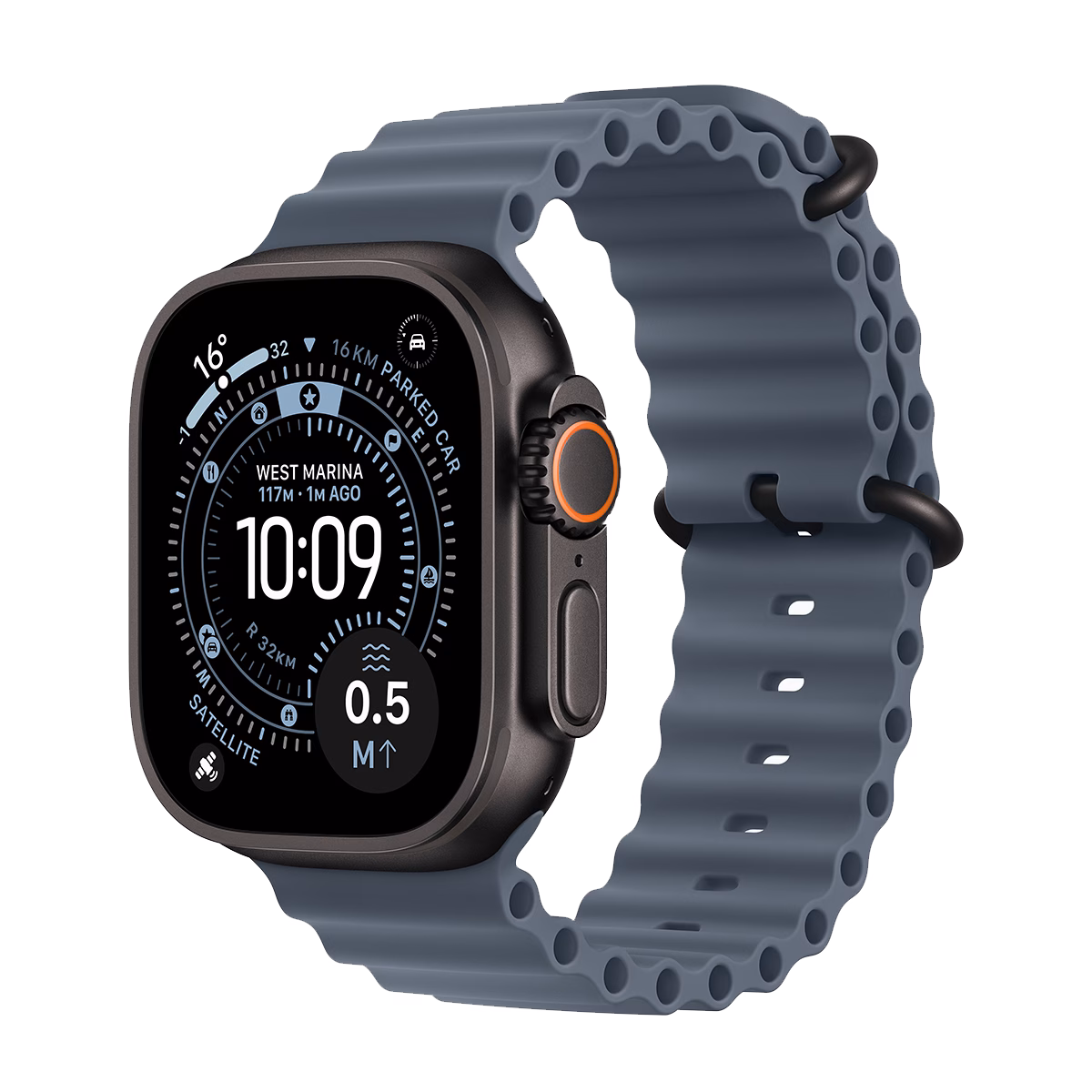 ساعت هوشمند اپل مدل Ultra 3 Ocean Band 49mm بدنه مشکی بند سرمه ای پلازادیجیتال