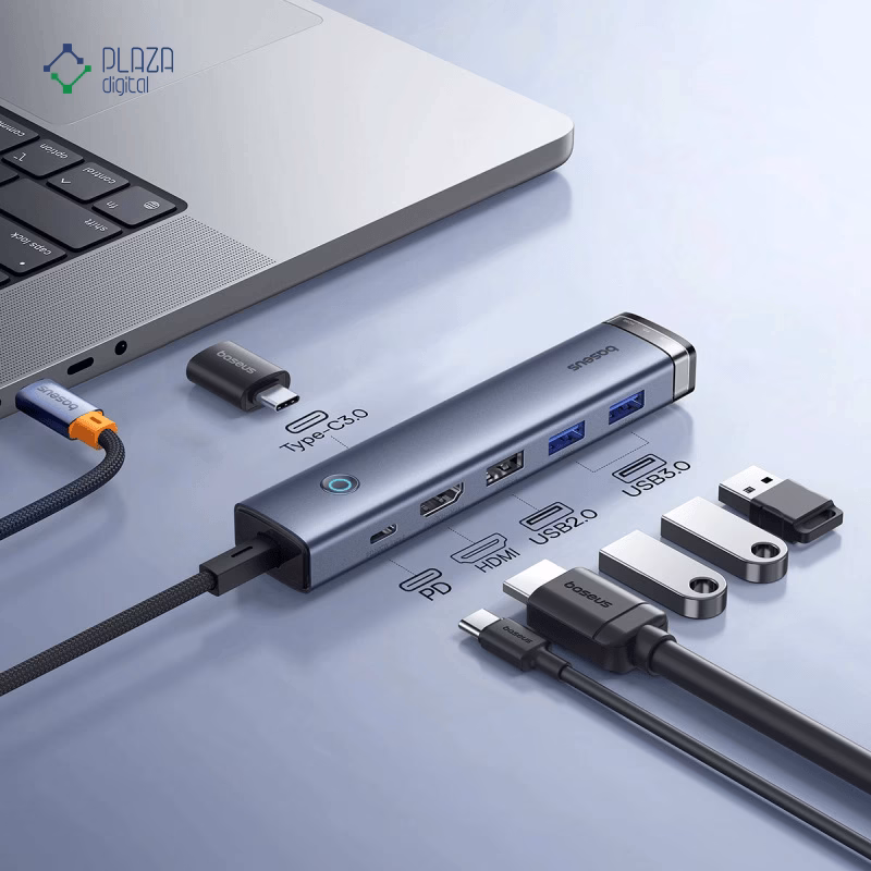 هاب Type-C باسئوس 6 پورت مدل UltraJoy AIR Series B00052802811-01 پلازادیجیتال