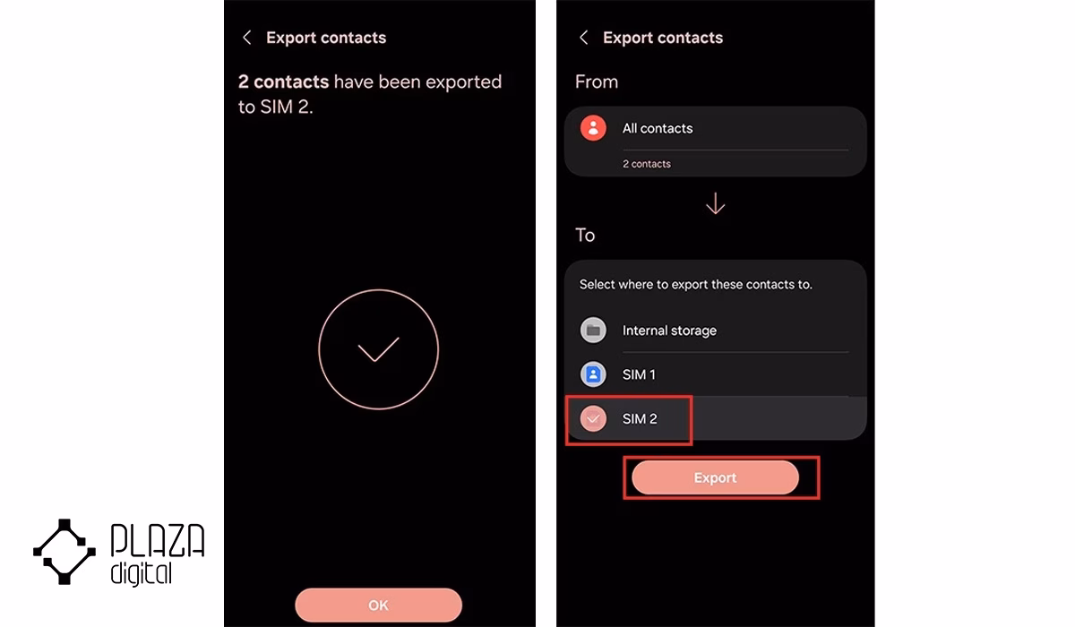 نحوه انتقال مخاطبین از سیم کارت به گوشی و بلعکس 30 Export