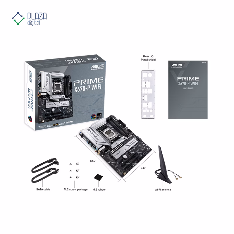 محتویات جعبه مادربرد ایسوس مدل PRIME X670-P WIFI D5 پلازا دیجیتال