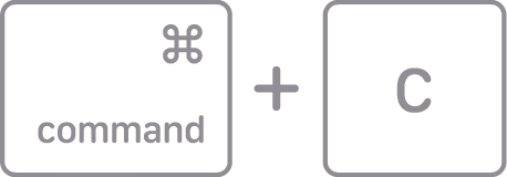 ترکیب دکمه‌های Command + C برای کپی کردن