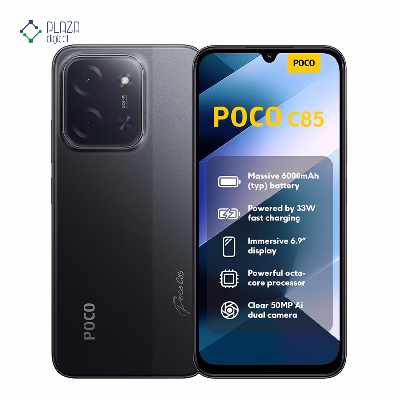 گوشی موبایل پوکو مدل C85 4G ظرفیت 128 گیگابایت رم 6 گیگابایت رنگ مشکی پلازا دیجیتال