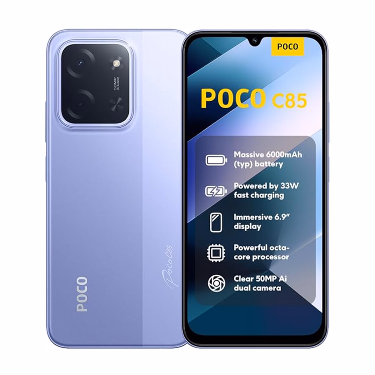 گوشی موبایل پوکو مدل C85 4G ظرفیت 128 گیگابایت رم 6 گیگابایت رنگ بنفش پلازا دیجیتال