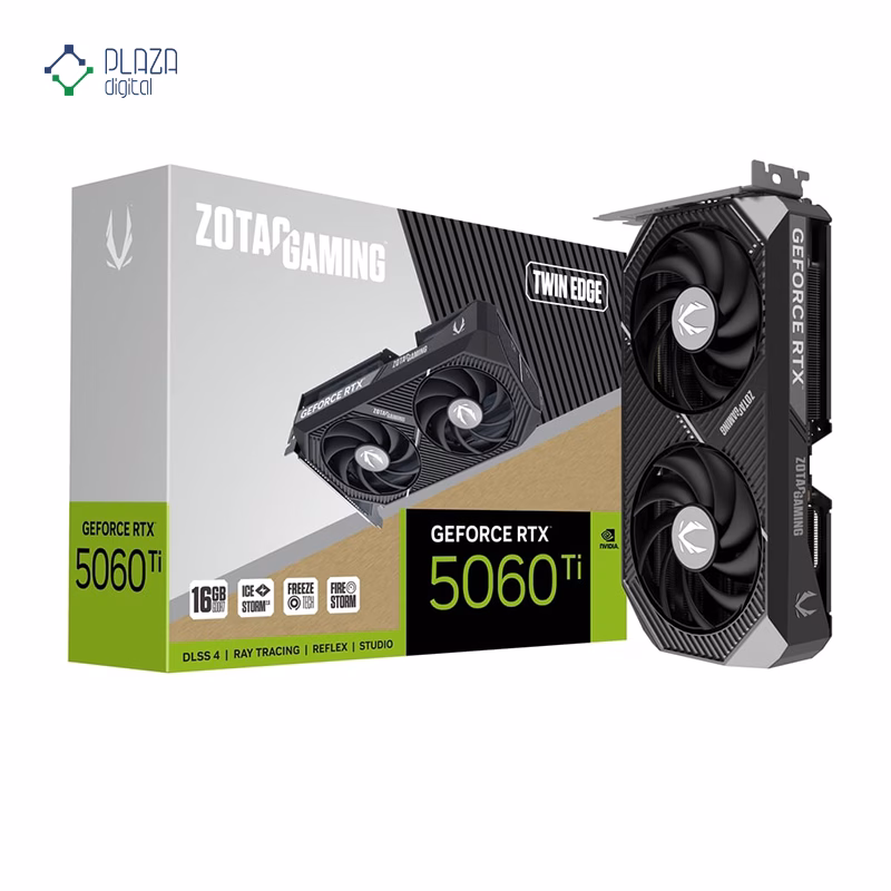 جعبه کارت گرافیک زوتک مدل GAMING GeForce RTX 5060 Ti 16GB Twin Edge حافظه 16 گیگابایت پلازا دیجیتال
