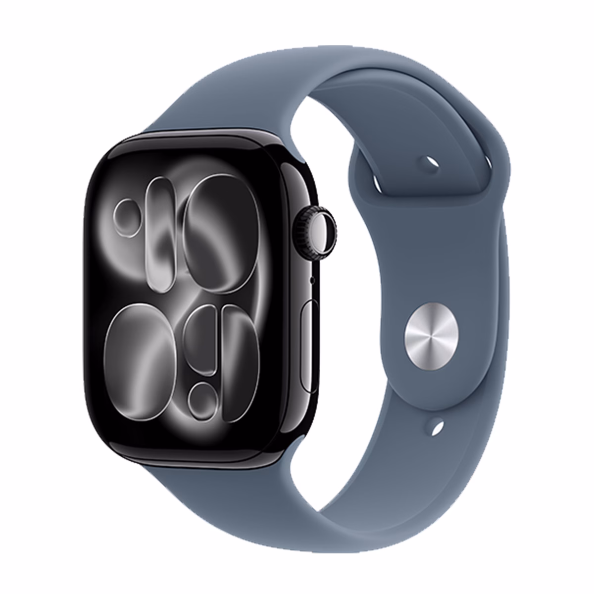 ساعت هوشمند اپل مدل Series 11 Aluminum Case Sport Band 46mm بدنه مشکی بند آبی پلازادیجیتال