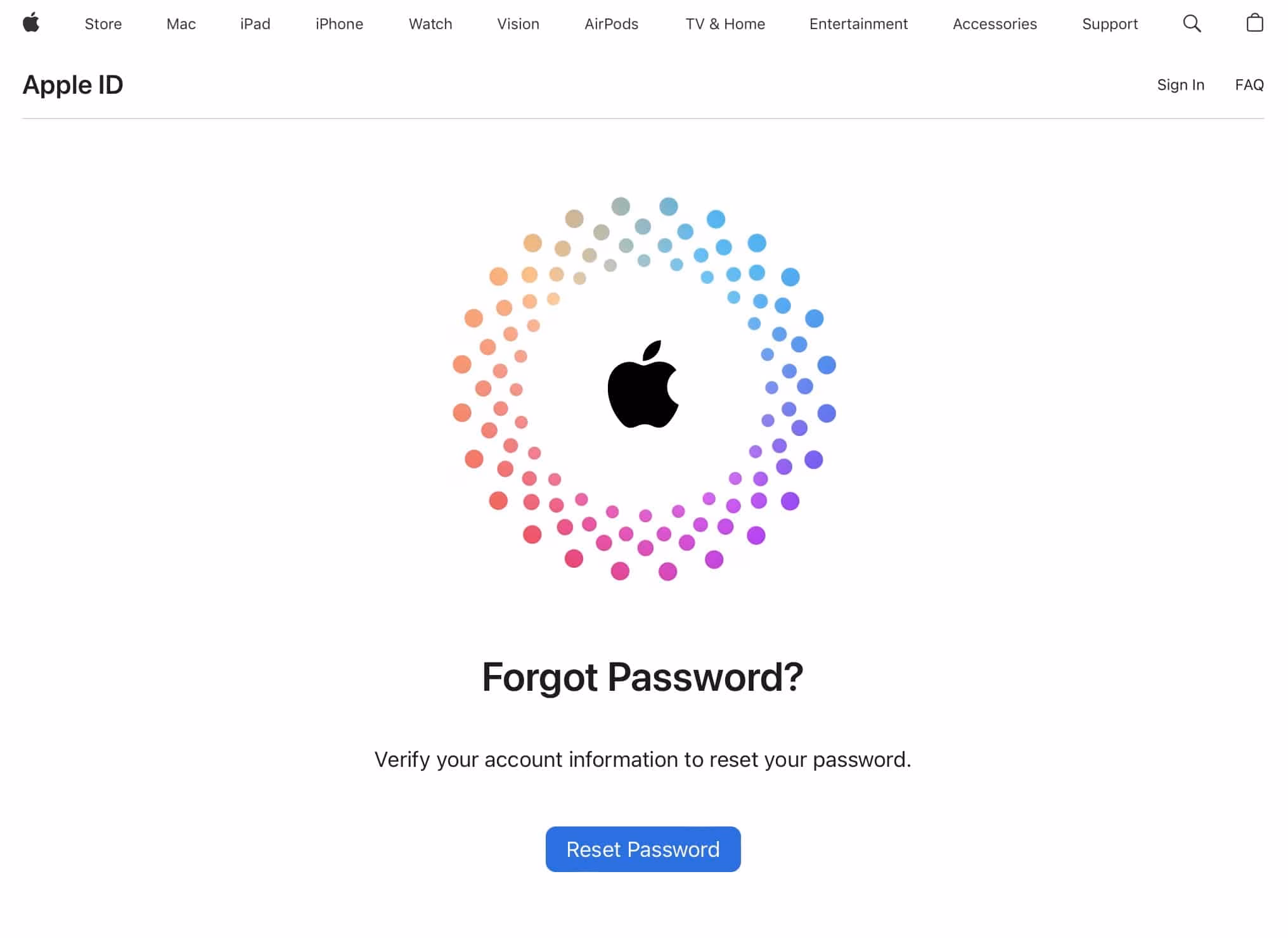 کمک از سایت iforgot apple
