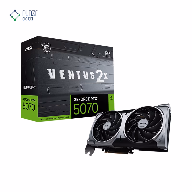 جعبه کارت گرافیک ام اس آی مدل GeForce RTX 5070 12G VENTUS 2X OC حافظه 12 گیگابایت پلازا دیجیتال