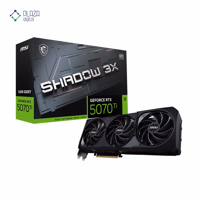 جعبه کارت گرافیک ام اس آی مدل GeForce RTX 5070 Ti 16G SHADOW 3X OC حافظه 16 گیگابایت پلازا دیجیتال