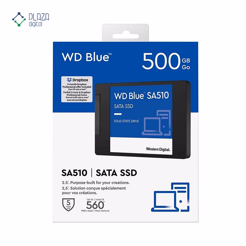 جعبه اس اس دی اینترنال وسترن دیجیتال مدل Blue SA510 WDS100T3B0A ظرفیت 500 گیگابایت پلازا دیجیتال