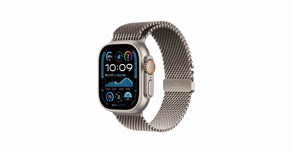 Apple-Watch-Ultra-2-Titanium-Milanese-Loop-Band-49mm-Titanium-Plazadigital