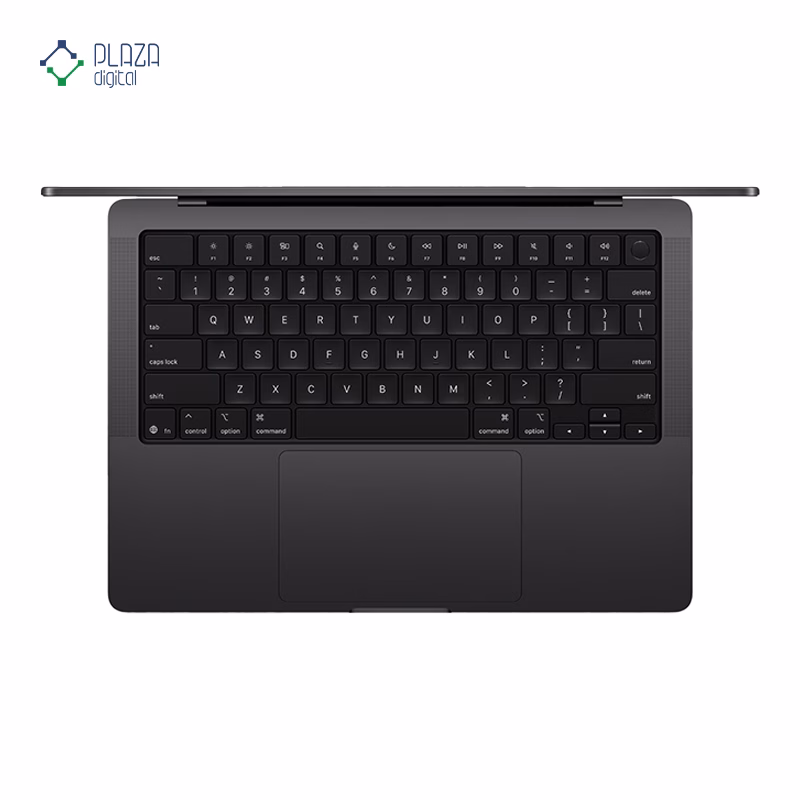 نمای کیبورد لپ تاپ اپل 14 اینچی مدل مک بوک پرو MDE34 2025 M5 24GB 1TB رنگ مشکی پلازا دیجیتال