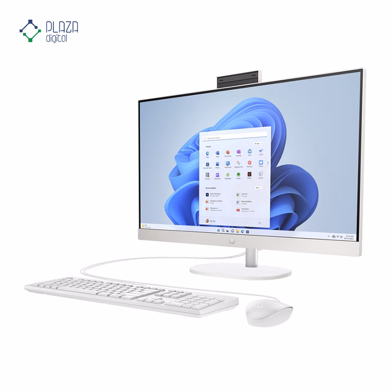 نمای راست کامپیوتر All in One اچ پی 23.8 اینچی مدل CR0323nh i5 1334U 8GB 512GB سفید پلازا دیجیتال