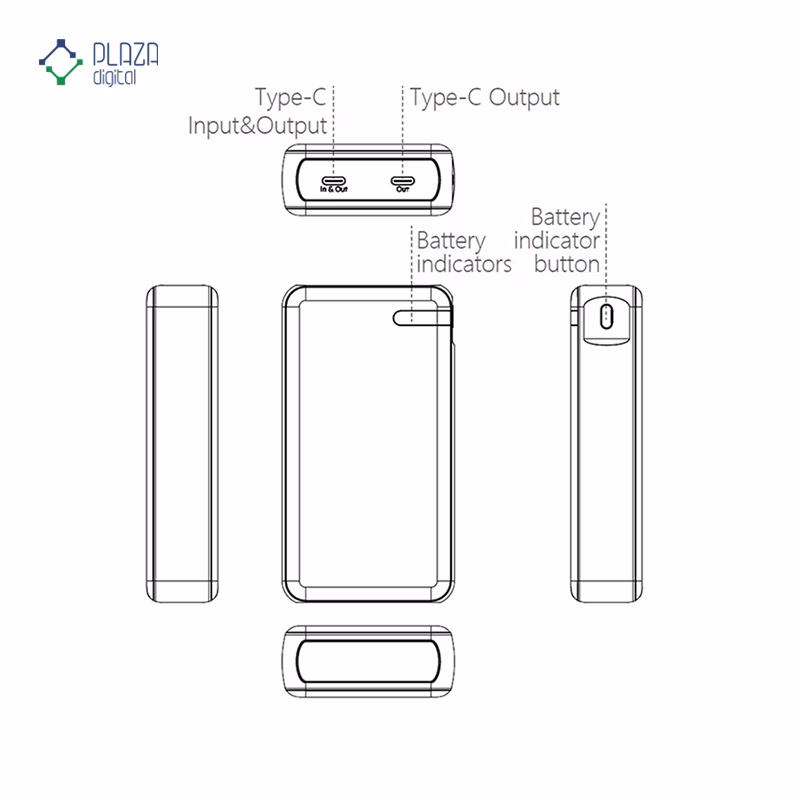 پاوربانک تراست مدل P223D ظرفیت 20000 میلی ‌آمپر ساعت پلازا دیجیتال