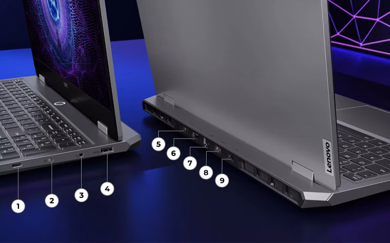 بررسی لپ تاپ لنوو مدل LOQ i7 14700HX 11 پورت ها