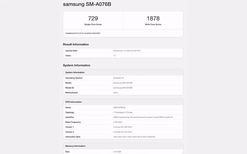 مشخصات گوشی سامسونگ Galaxy A07 5G فاش شد 3 مشخصات گوشی سامسونگ Galaxy A07 5G