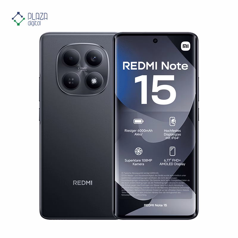 گوشی موبایل شیائومی مدل Redmi Note 15 4G ظرفیت 128 گیگابایت رم 8 گیگابایت - گلوبال مشکی پلازا دیجیتال