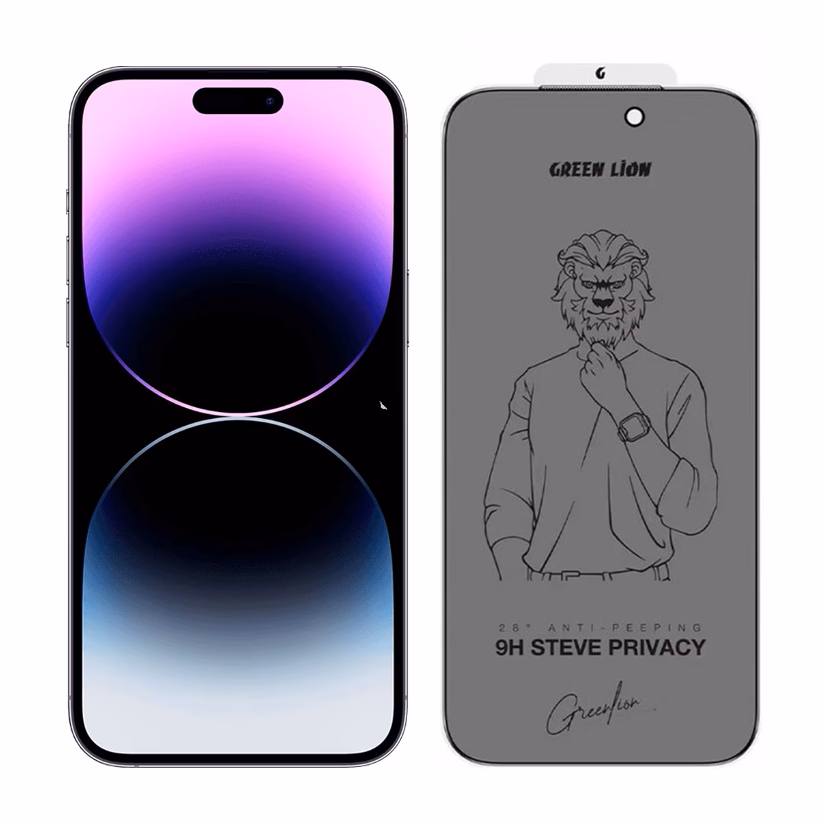گلس گوشی اپل iPhone 14 Pro گرین لاین مدل 9H steve Privacy Glass