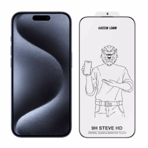گلس گوشی اپل iPhone 15 Pro گرین لاین مدل 9H Steve پلازادیجیتال