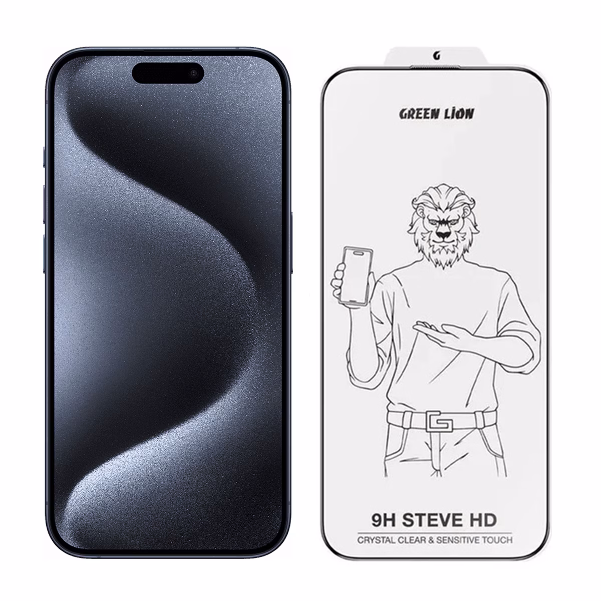 گلس گوشی اپل iPhone 15 Pro گرین لاین مدل 9H Steve