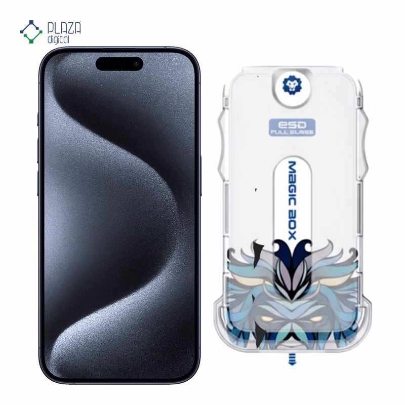 گلس گوشی اپل iPhone 15 Pro لیتوو مدل D+ Tools Magic Glass Box به همراه کیت نصب پلازادیجیتال
