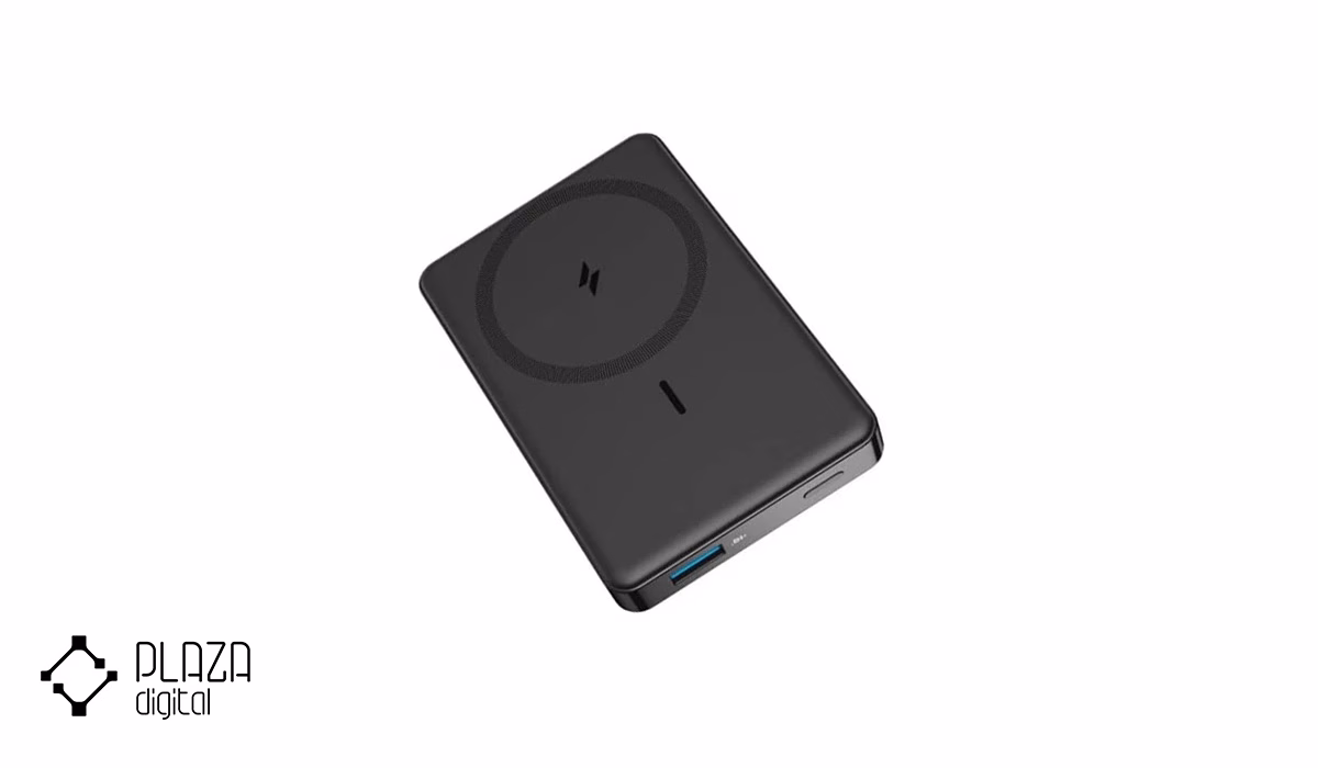 معرفی بهترین پاور بانک وایرلس 8 a1642-anker-10000ma-magnetic-battery-front-black-view