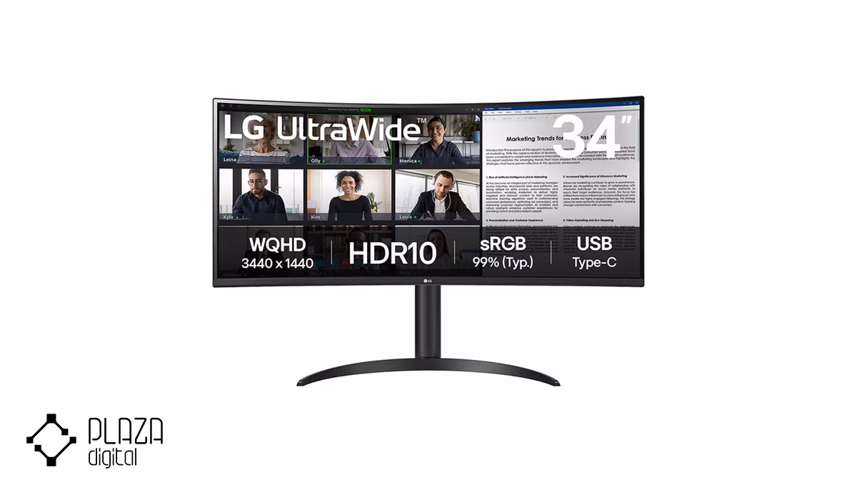 معرفی بهترین مانیتور های خمیده 18 LG-34WR55QK-B-34-Inch-Monitor-Black-PlazaDigital