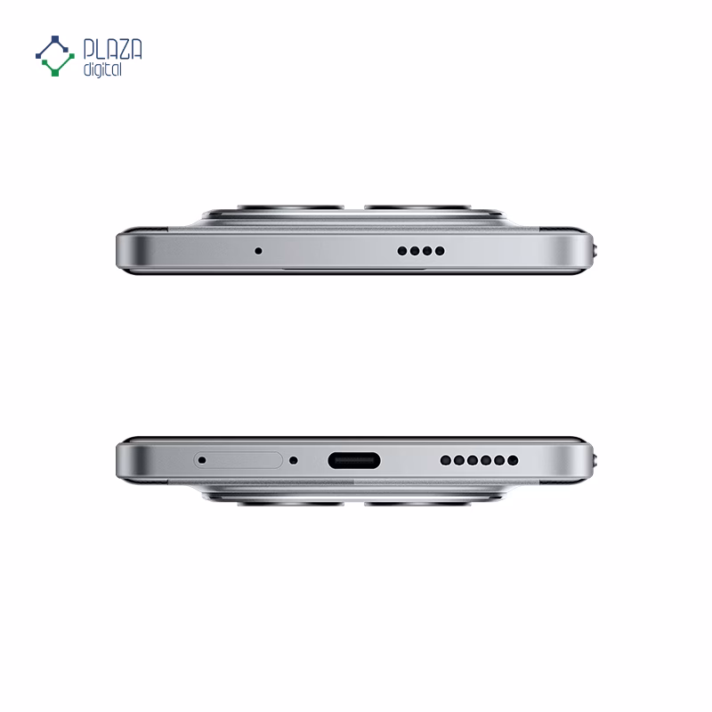 نمای بالا و پایین گوشی موبایل پوکو مدل Poco M8 Pro 5G ظرفیت 512 گیگابایت رم 12 گیگابایت رنگ نقره ای پلازا دیجیتال