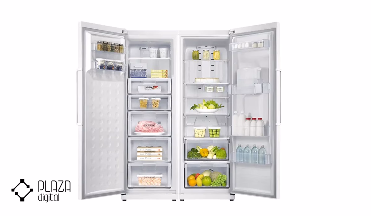 پرفروش ترین یخچال دوقلو ایرانی و خارجی بازار 19 یخچال فریزر دوقلو 40 فوت سام مدل RR65-RZ65/W