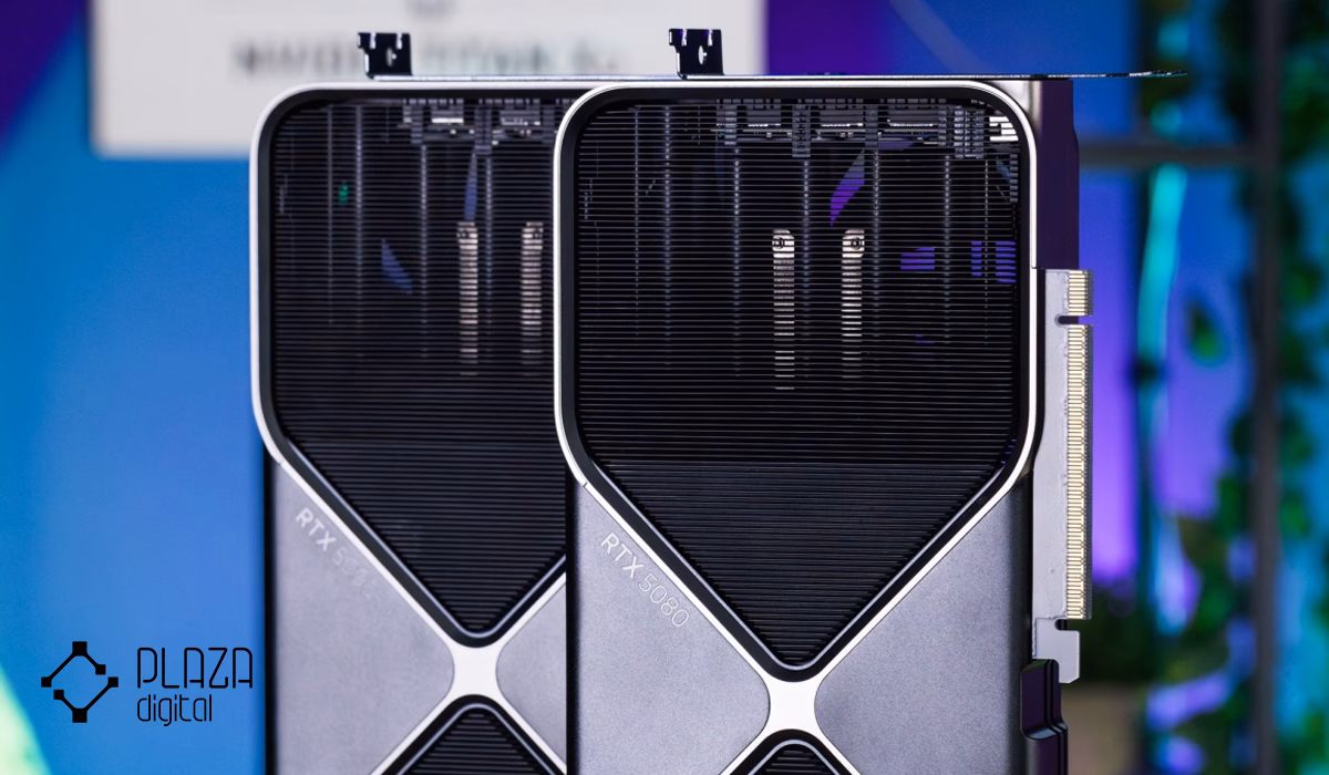 مقایسه rtx 5090 با rtx 5080 بر اساس عملکرد و تفاوت و شباهت ها 9 تصویری از دو کارت گرافیک rtx 5090 و 5080 در کنار یکدیگر